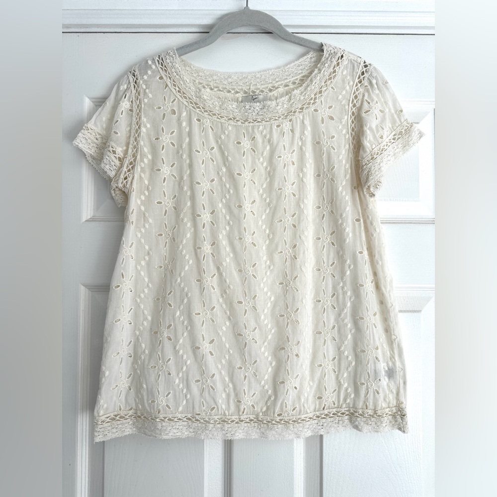 Joie Ivory Eyelet Lace Blouse